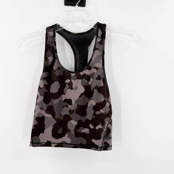 Athleta Gray Unpadded Racerback Camo Printed Sports Bra Women's Size Medium - Picture 1 of 8